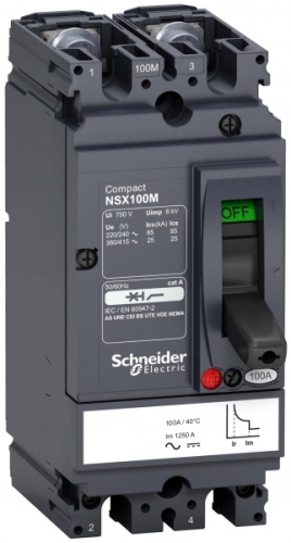 Автоматический выключатель 2П NSX100M 80A AC/DC | код. LV438609 | Schneider Electric 